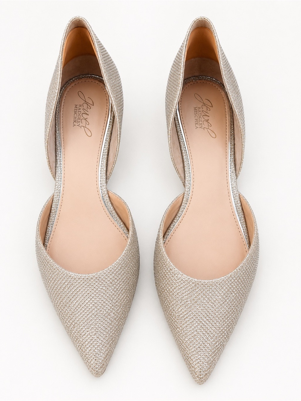 Badgley Mischka Champagne Glitter Pointed Toe| Wedding & Evening Shoes